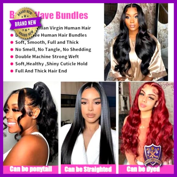 Brazilian Virgin Human Hair Extensions Body Wave Bundles with Lace Closure main image 5